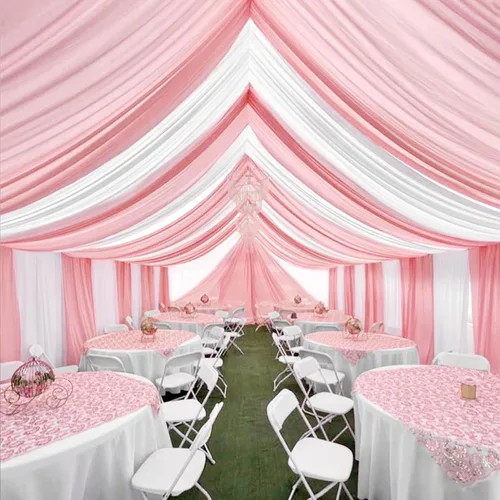 Miniatura 42 de 6 paneles de cortinas blancas para techo de boda, cortinas de techo de 5 x 10 pies, cortinas de tela transparente para arco de boda, cortinas