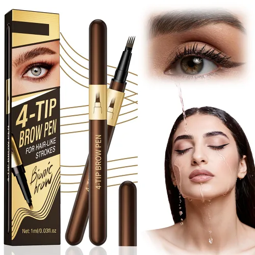 Miniatura 7 de 2 bolígrafos de cejas líquido Microblading de 4 puntas, crea trazos naturales similares al cabello, resistente al agua, de larga duración, a prueba