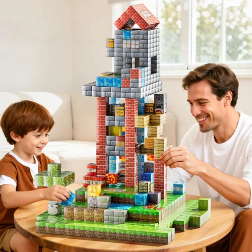 Miniatura 6 de Bloques Magnéticos de Juguete para Niños, 110 PCS Bloques de Construcción Magnéticos, Juguete de Apilamiento Sensorial STEM Montessori para Niños