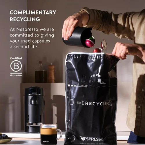 Miniatura 9 de Nespresso Vertuo Next Deluxe - Cafetera de café y café expreso, cromo puro con espumador de leche Aeroccino, 1.1 litros, color negro, cromo oscuro