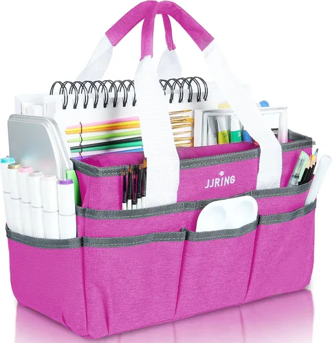 Miniatura 15 de JJRING Bolsa Organizadora de Transporte para Manualidades, Organizador de Almacenamiento de Arte con Múltiples Bolsillos, Bolsa de Costura Morado