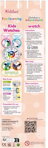 Miniatura 7 de Kiddus Educational Kids Watch for Children Boy and Girl. Analogue Time Teacher Wristwatch with Exercises. Japanese Quartz Movement. Easy to Read and