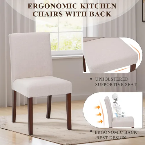 Miniatura 6 de MALOL Upholstered Dining Chairs Set of 2, Fabric Dining Room Chairs, Modern Wooden Dining Chair, Kitchen Side Chairs, Farmhouse Dinner Chair with