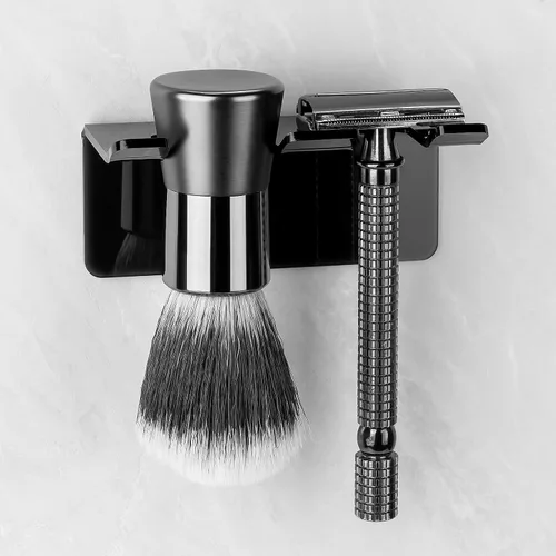 Miniatura 11 de Paquete de 2 soportes acrílicos para maquinilla de afeitar con cubierta para ducha, organizador de afeitadora montado en la pared con ventosa