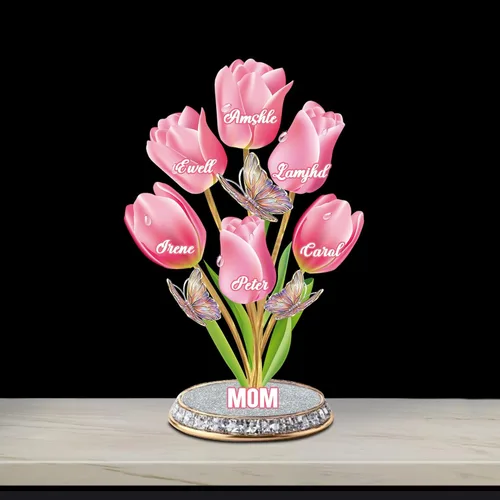 Miniatura 24 de Cada rosa contiene una pieza de tu lámpara de corazón, placa de rosa personalizada con nombre de 1 a 10 niños, luz LED personalizada para mamá, flor