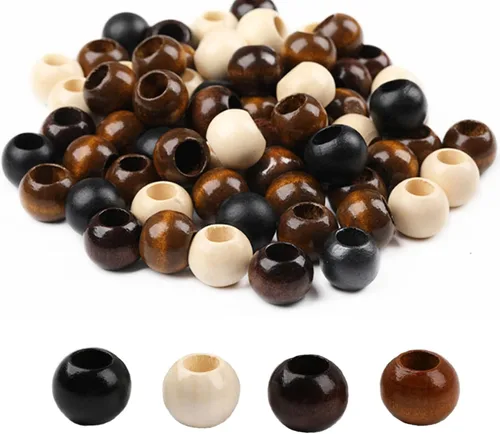 200 piezas de cuentas de madera natural con agujero grande, BetterJonny - 20 mm de cuentas rondelle redondas de madera sueltas, cuentas de madera
