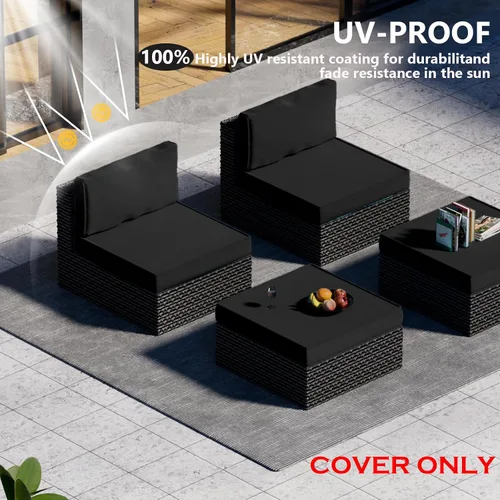 Miniatura 3 de Juego de 9 piezas de fundas impermeables para cojines de patio al aire libre, juego de reemplazo para muebles de sofá seccional de ratán entretejido