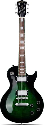 Leo Jaymz Guitarra eléctrica serie SC - Cuerpo de caoba, diapasón de laurel, humbuckers duales, puente Tune-O-Matic, cuello C, afinadores 18:1