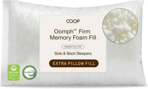 Miniatura 10 de Coop Home Goods Relleno extra Oomph, espuma viscoelástica de corte cruzado, relleno de almohada de densidad media, bolsa de relleno extra, recarga