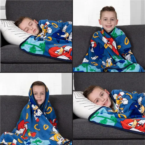 Miniatura 2 de Franco Ropa de cama para niños Manta de sofá de felpa súper suave, 46 x 60 pulgadas, Sonic The Hedgehog, Anime Sonic el erizo