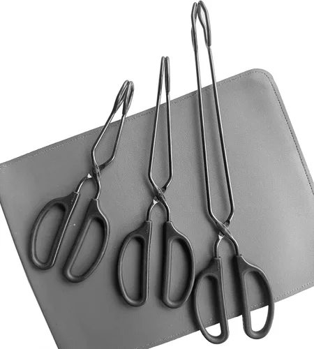 Miniatura 7 de HINMAY Juego de 3 pinzas de cocina de acero inoxidable de 10, 12 y 16 pulgadas, antideslizantes, agarre cómodo, pinzas de tijera para cocinar, asar
