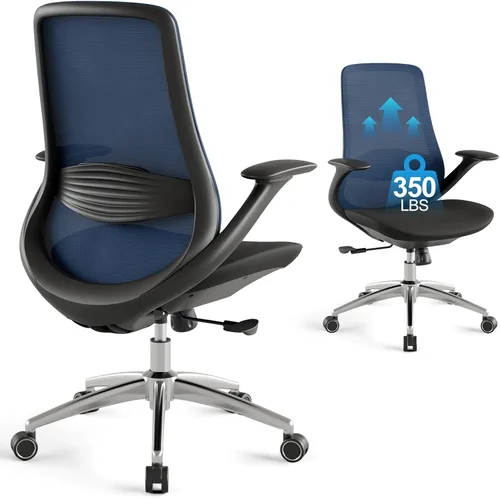 Miniatura 9 de Silla de oficina ergonómica de malla, silla de escritorio ejecutiva de 330 libras con soporte lumbar, reposabrazos 2D, cómodas sillas giratorias Azul