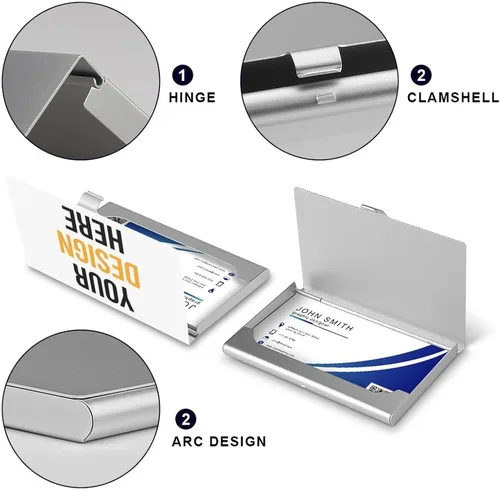 Miniatura 4 de Funda personalizada para tarjetas de presentación, diseño personalizado para añadir texto/imagen/logotipo, tarjetero de aluminio delgado