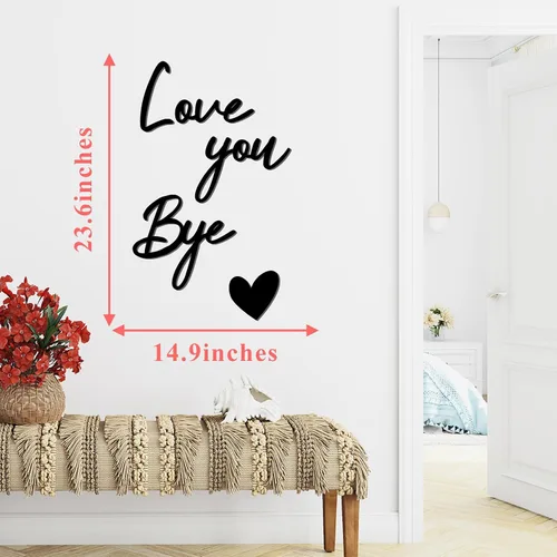 Miniatura 6 de Letrero con texto en inglés "Love You Bye", decoración de madera sobre la puerta, calcomanías de decoración para el día de San Valentín, calcomanías