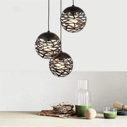 Miniatura 2 de Adjustable Height Chandelier Light Fixture - Elegant Black Iron & Glass Design for Living Room, Kitchen Island, Cafe, and Bar(20cm)