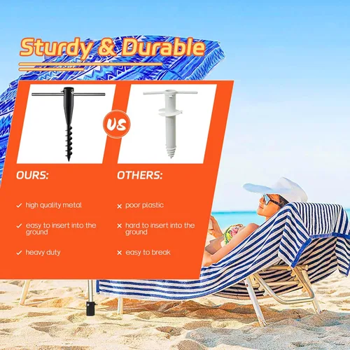 Miniatura 3 de Soportes para Sombrillas de Exterior, Anclaje de Arena para Sombrilla de Playa de Servicio Pesado, Base de Sombrilla de Metal para Exteriores, Negro