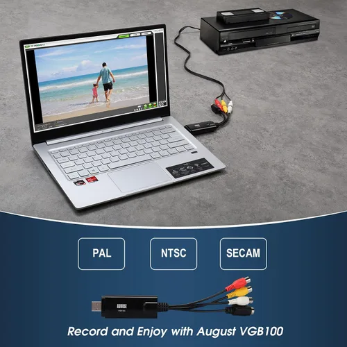 Miniatura 6 de August VGB100 - Tarjeta de captura de video USB externa - Cable de transferencia de video S/compuesto a USB - Cable de captura para Windows 11/10