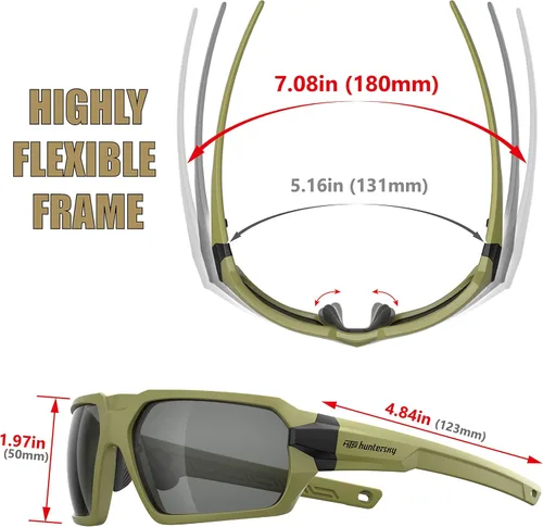 Miniatura 6 de HTS HUNTERSKY Ballistic Tactical ANSI Z87.1+ Impact Protection Anti Fog Shooting Glasses Military Grade Airsoft Range Verde Gris