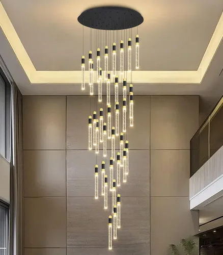 Miniatura 14 de Lámpara de araña moderna de 118 pulgadas con 12 luces para sala de estar, luminaria LED regulable para entrada, luz de techo alto, iluminación
