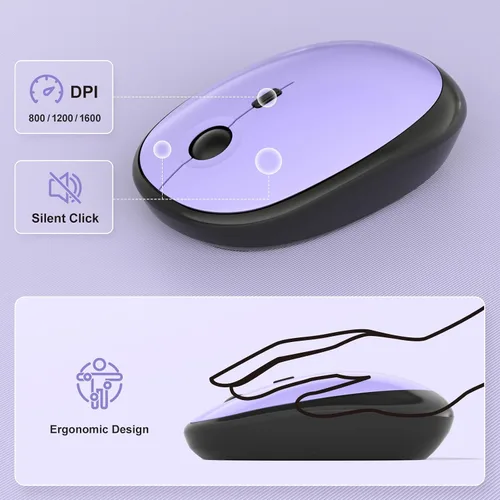 Miniatura 128 de KNOWSQT Combo de teclado y ratón inalámbrico, teclados lindos de tamaño completo estilo máquina de escribir 2.4G azul colorido - receptor USB Plug