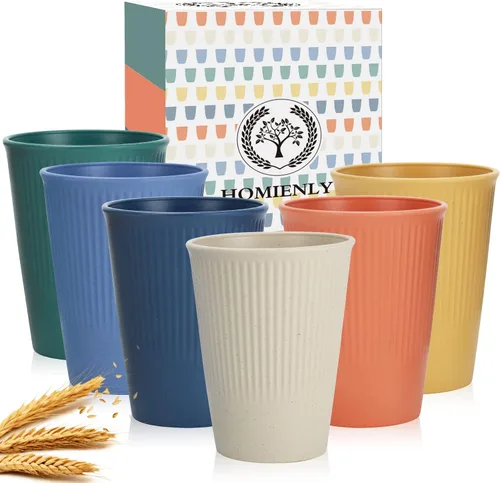 Miniatura 26 de Homienly Juego de vasos apilables con popote de trigo inastillable, vasos de cocina irrompibles para niños y adultos, reutilizables, aptos para 8