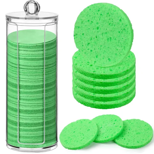 120 esponjas faciales comprimidas, exfoliantes faciales naturales, esponjas faciales desechables para limpieza, almohadillas faciales redondas