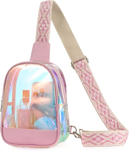 Miniatura 11 de CLUCI Bolsa transparente para eventos en estadios, bolsa cruzada transparente, monederos pequeños transparentes