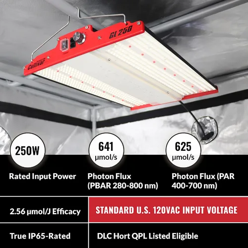Miniatura 2 de PHANTOM Cultivar Luz LED GL250 para cultivo de plantas de interior, interruptor de espectro completo entre verduras y flores, control regulable