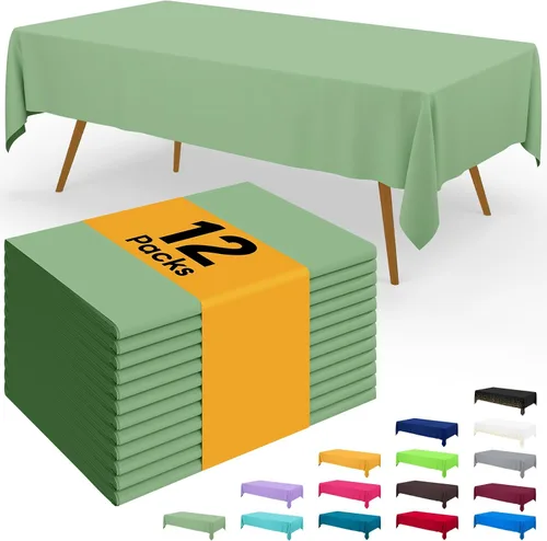 Miniatura 143 de Smiry - Juego de 6 manteles desechables, 54 x 78 pulgadas, manteles impermeables rectangulares para fiestas, cubierta de mesa de plástico
