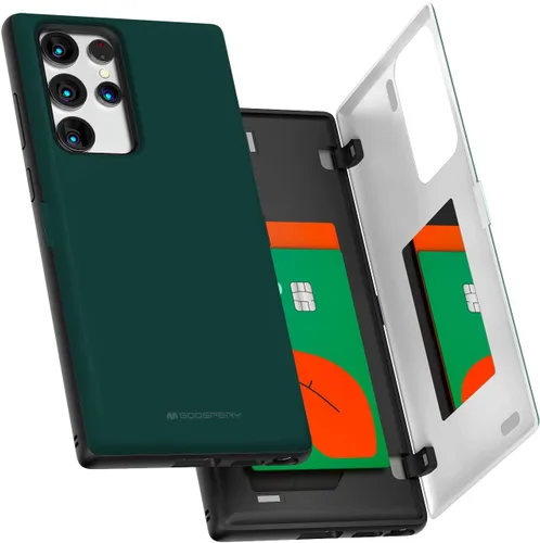 Miniatura 144 de GOOSPERY Funda tipo cartera para Samsung Galaxy S22 Ultra, [tarjetero] parachoques magnético de puerta con cierre automático, cubierta protectora
