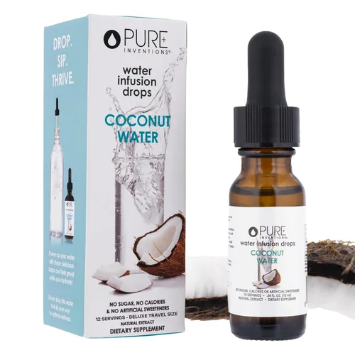 Miniatura 8 de Pure Inventions - Gotas saborizantes de agua, agua de coco, sin azúcar, calorías o edulcorantes artificiales, 500 dosis, 16 onzas por botella Coco