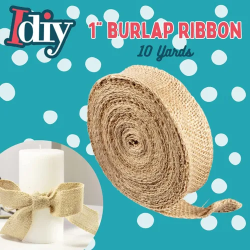 Miniatura 2 de Cinta de arpillera de 1 pulgada x 10 yardas, cinta de yute natural para decoración de verano, envoltura de regalos, lazos rústicos, cestas