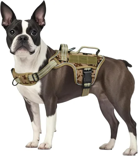 Miniatura 31 de Arnés para perros grandes resistente, arnés táctico sin tirones para perro con sistema Molle, chaleco para perro de servicio fácil de poner y Negro