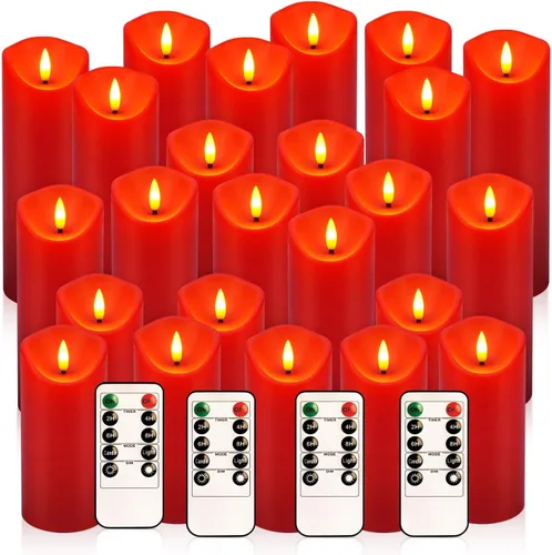 Miniatura 15 de fclayvts Paquete de 24 velas LED sin llama con control remoto, velas eléctricas parpadeantes, velas temporizadoras, llama 3D, para Halloween