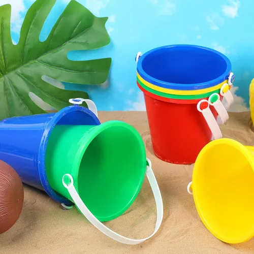 Miniatura 6 de Didaey 24 cubos de arena para playa a granel para niños de 5 pulgadas, coloridos y divertidos cubos de plástico y molde de castillo de arena para 4