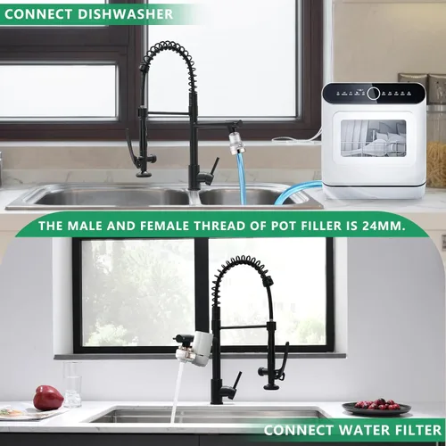 Miniatura 6 de Fapully - Grifo de cocina negro, grifo de fregadero de cocina comercial extraíble con rociador Negro mate