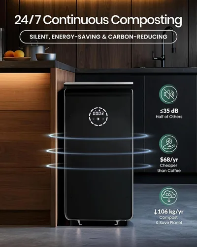 Miniatura 5 de GEME - Compostador eléctrico inteligente de 19 litros para cocina, filtro sin necesidad de cambiar, compost real, no deshidratación tec, añade