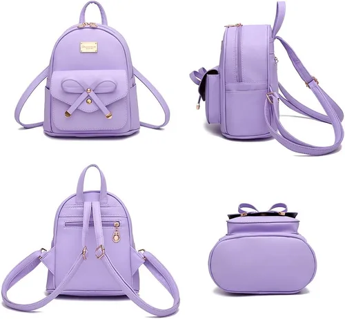 Miniatura 2 de Bonita mochila de piel con lazo para mujer