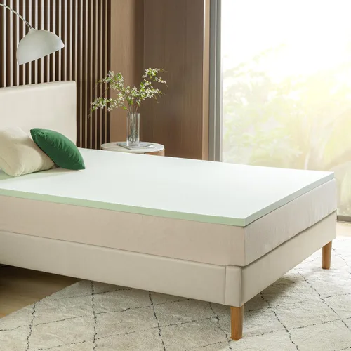 Miniatura 10 de ZINUS Cubrecolchón de espuma viscoelástica de té verde de 1.5 pulgadas, ropa de cama para dormitorio, capa de alivio de presión, ideal para aliviar