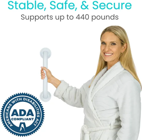 Miniatura 3 de Vive Barra de Agarre para Tinas y Duchas - Barra de Seguridad para Baño de Discapacitados para Personas Mayores - Mango de Soporte de Pared