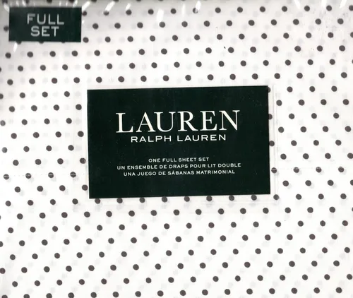 Miniatura 3 de Lauren Ralph Lauren Park Dots - Juego de sábanas de 3 piezas, color gris sobre blanco