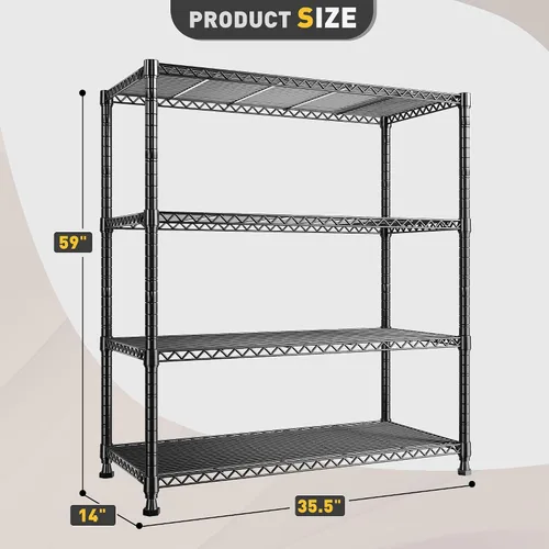 Miniatura 3 de REIBII Estantes de almacenamiento de alambre de 35.5 pulgadas de ancho, estantes de metal resistentes, estantes de alambre de almacenamiento