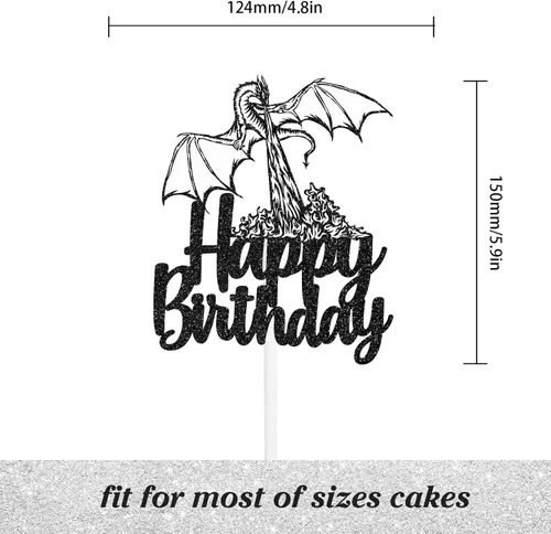 Miniatura 2 de Decoración para pastel de cumpleaños con temática de película animada, suministros de decoración con purpurina negra