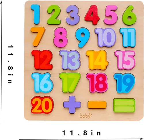 Miniatura 6 de Rompecabezas de números de madera, rompecabezas de letras y números ABC para niños de 3 años, juguetes de aprendizaje preescolar para niños, Rojo