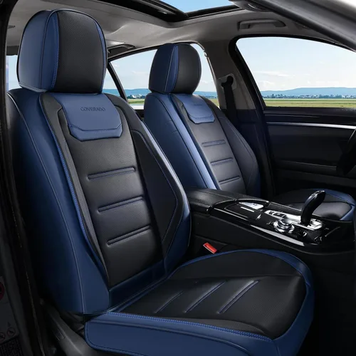Miniatura 81 de Coverado Juego completo de fundas de asiento de automóvil, fundas de asiento negras para asientos delanteros y traseros de automóvil, protector