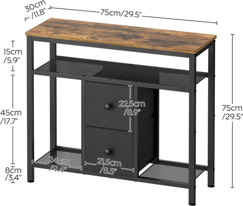 Miniatura 3 de YATINEY Soporte de TV con luces LED, soporte de TV para aparador, centro de entretenimiento alto con 2 cajones de tela, mesa consola multimedia