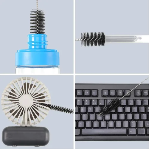 Miniatura 6 de Juego de 12 cepillos de filtro de acuario flexible de doble extremo para limpieza de tuberías de manguera de acero inoxidable de nailon largo