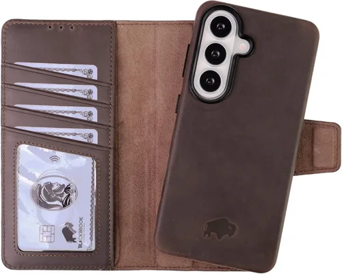 Miniatura 2 de BLACKBROOK Funda tipo cartera para Samsung S26, cuero de grano completo, juego 2 en 1 desmontable Carter, diseñado para carga MagSafe e inalámbrica