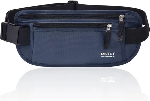 Miniatura 110 de DAITET Cinturón de dinero, soporte para pasaporte, cartera de viaje oculta segura con bloqueo RFID, riñonera encubierta (negro), Negro, Rfid