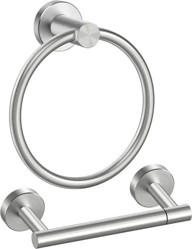 FORIOUS Soporte de pared para papel higiénico, SUS304 de acero inoxidable con doble poste giratorio para rollo de papel higiénico y juego de anillos